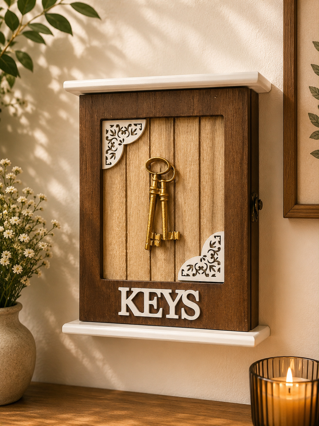 Classic Wooden Key Holder Cabinet