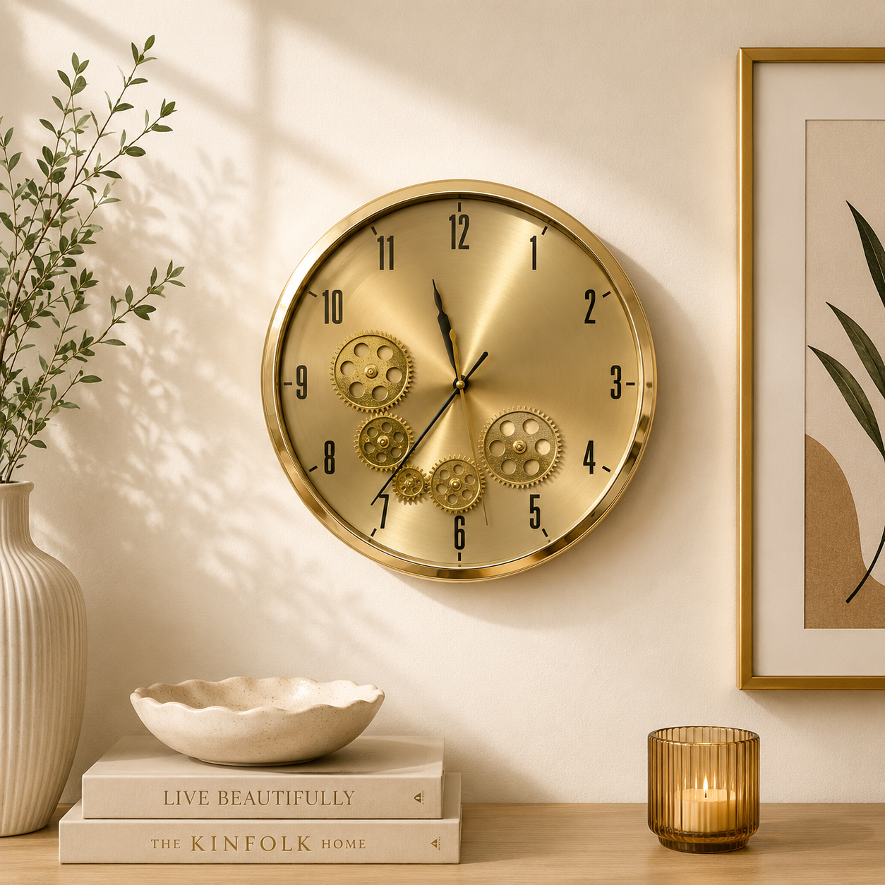Champagne Gear Luxe Clock