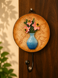 Wall Hook with Blue Vase Floral Design