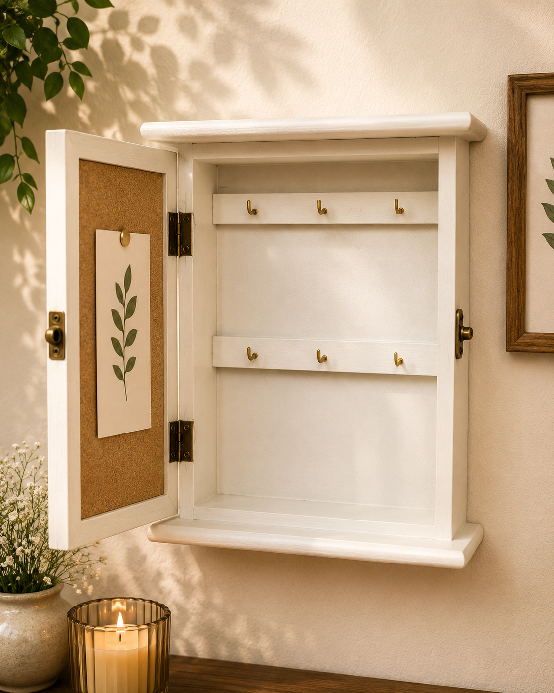 Key Holder Cabinet with Apple Orchard Design