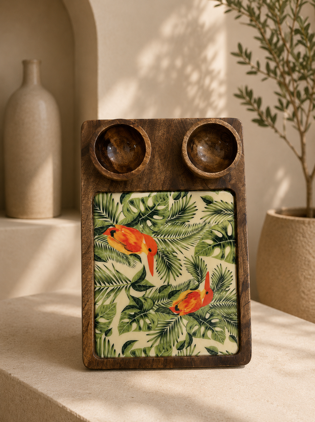 Bamboo Cup Tray Set