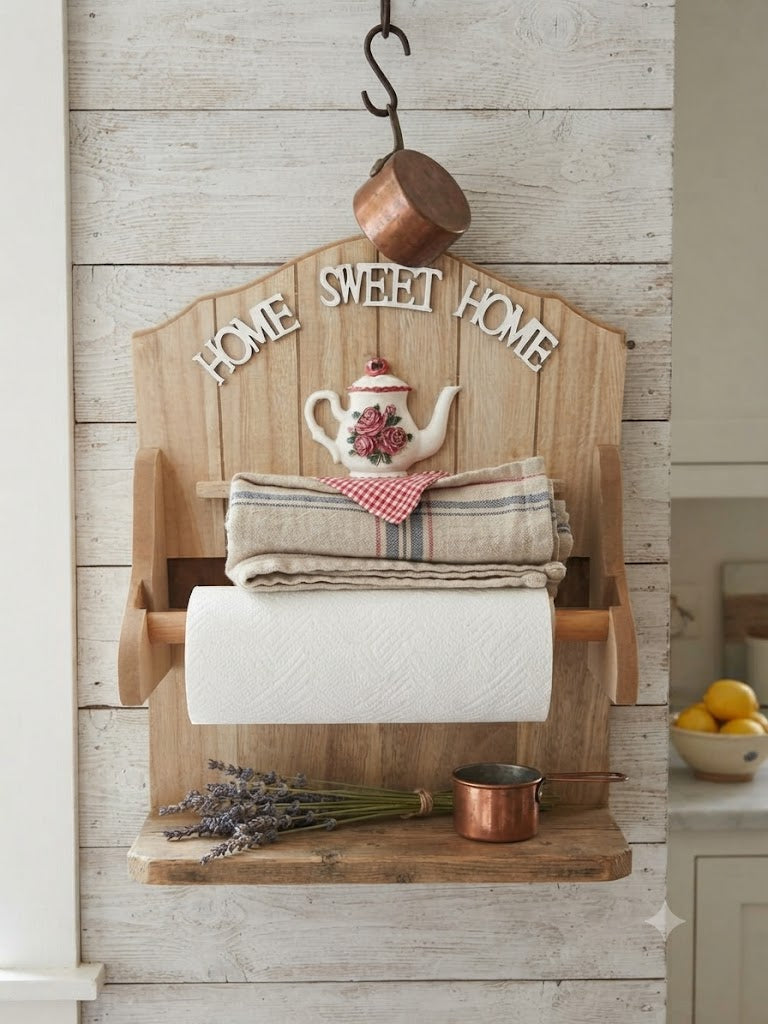 Home Sweet Home Wooden Paper Towel Holder