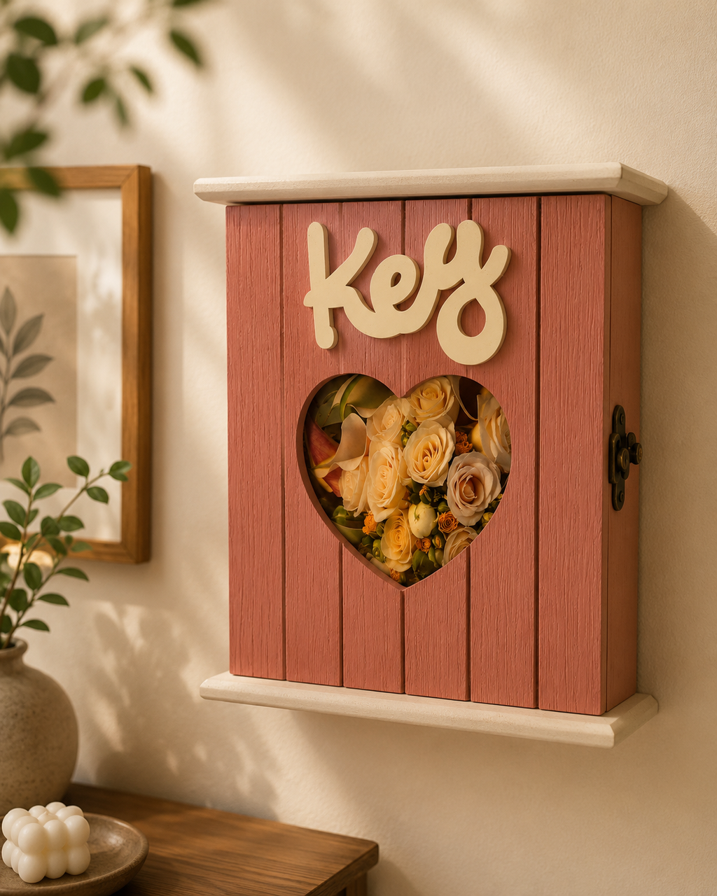 Key Holder with Floral Storage Cabinet