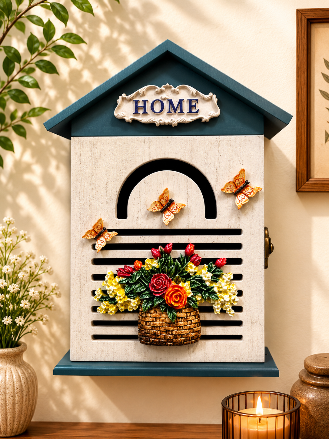 Floral House Key Holder Cabinet
