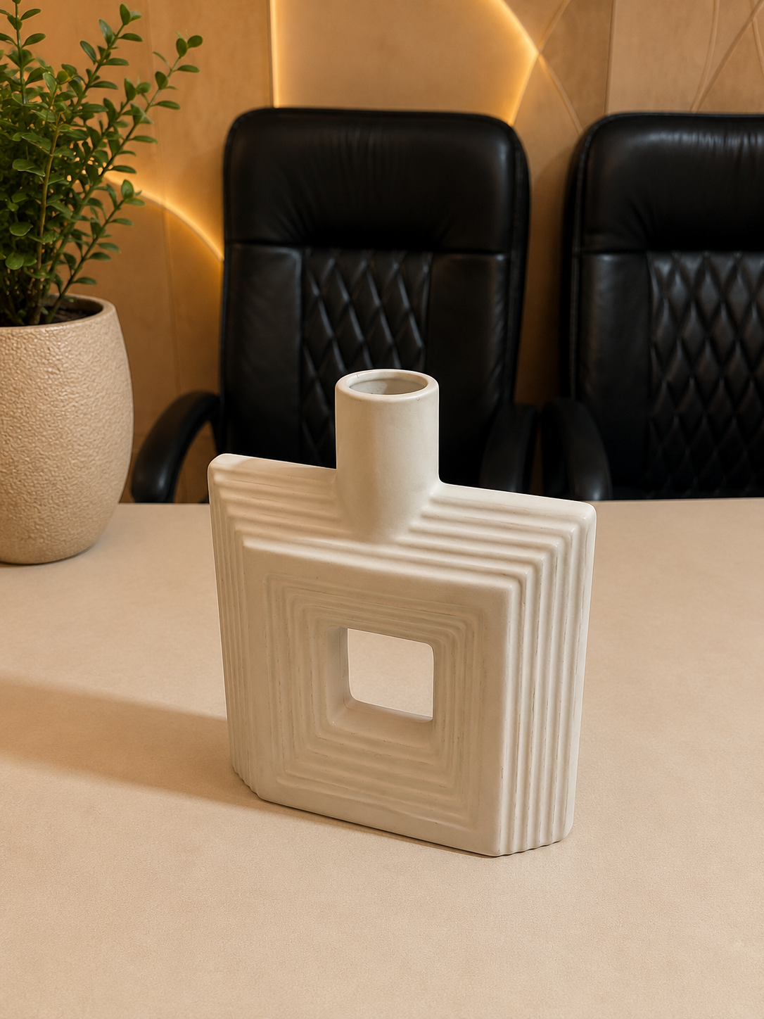 white rectangular vase