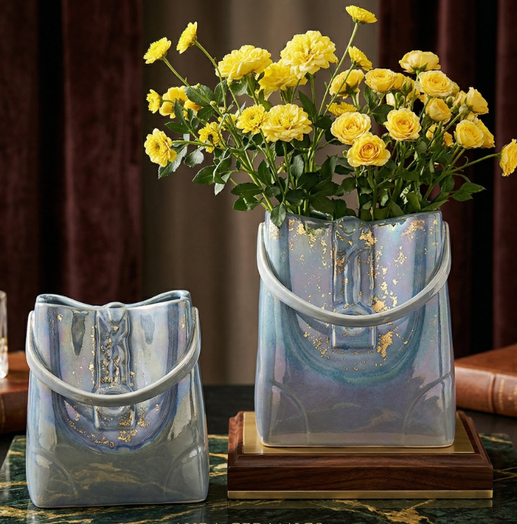 Handbag Vase Set with Gold Leaf