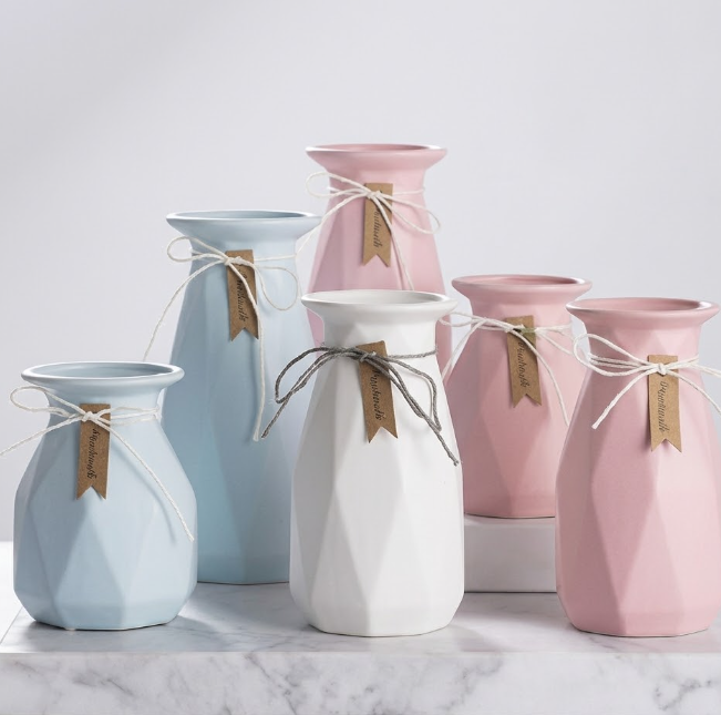 Pastel Geometric Ceramic Vase Set