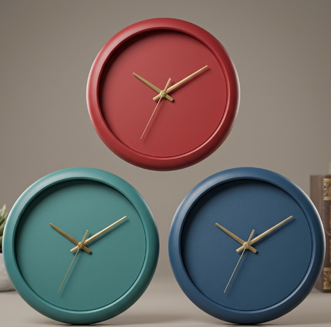 Modern  Round Wall Clock Set