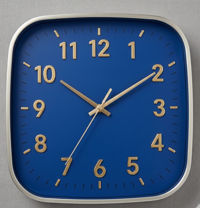 Modern Square Royal Blue Wall Clock