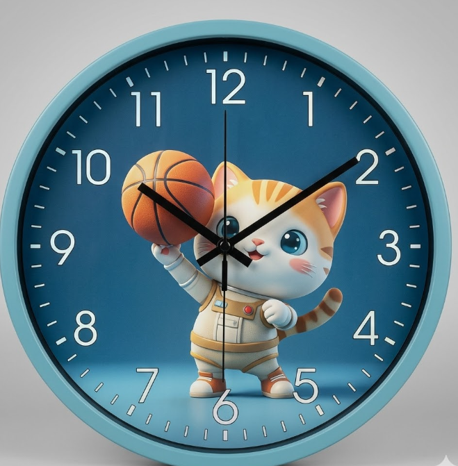 Modern Round Blue Kids Wall Clock