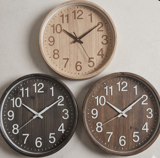 Rustic Natural Wood Grain Round Wall Clock