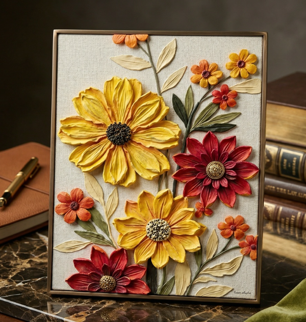Textured Floral Canvas Wall Art