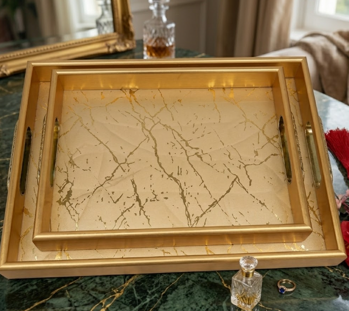 Luxury Gold Serving Tray Set