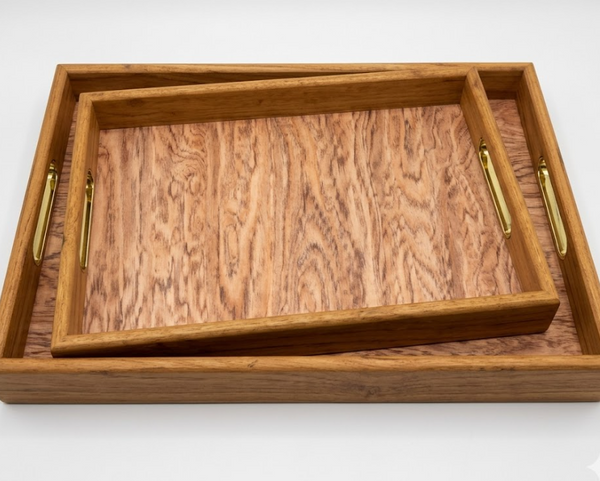 Rustic Wooden Serving Tray Set