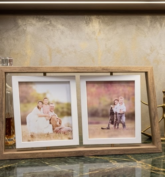 Natural Wooden Double Photo Frame