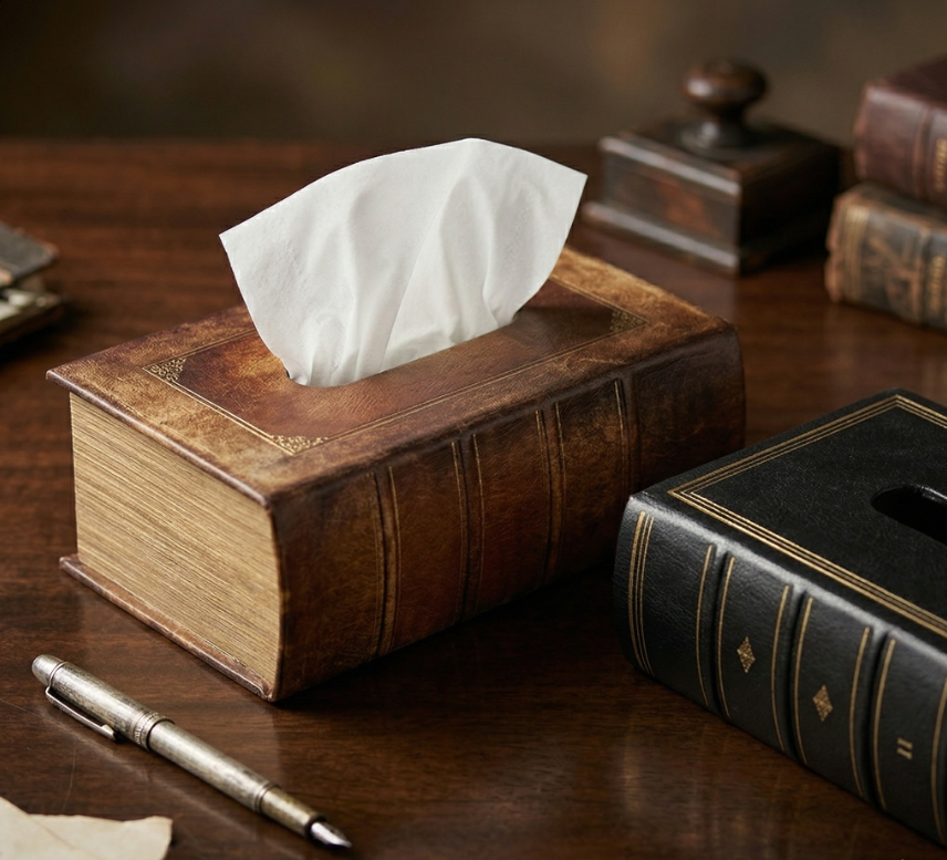 Vintage Book Tissue Box Holder