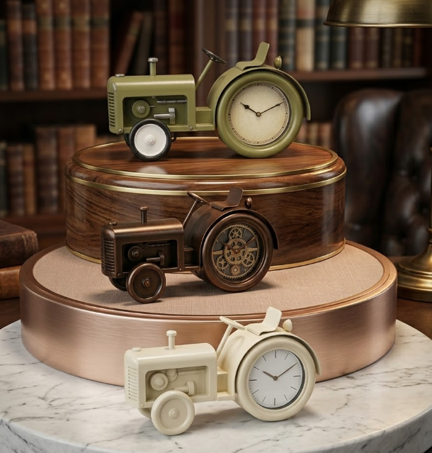 Metal Tractor Table Clock