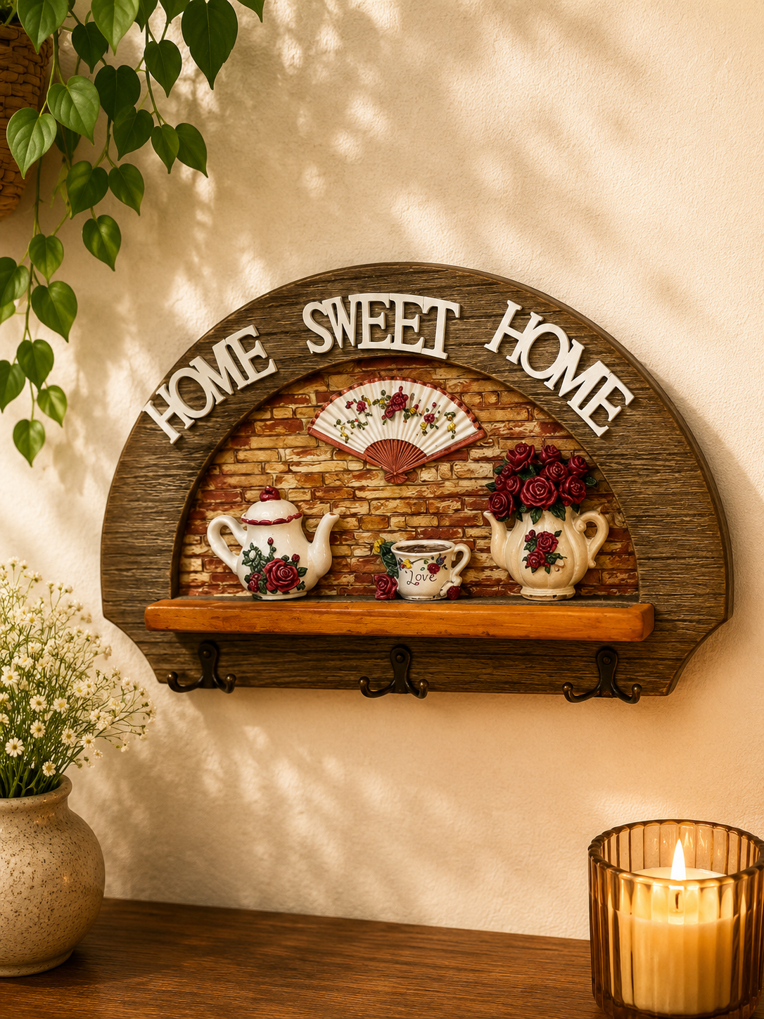 Wall Key Holder with Shelf