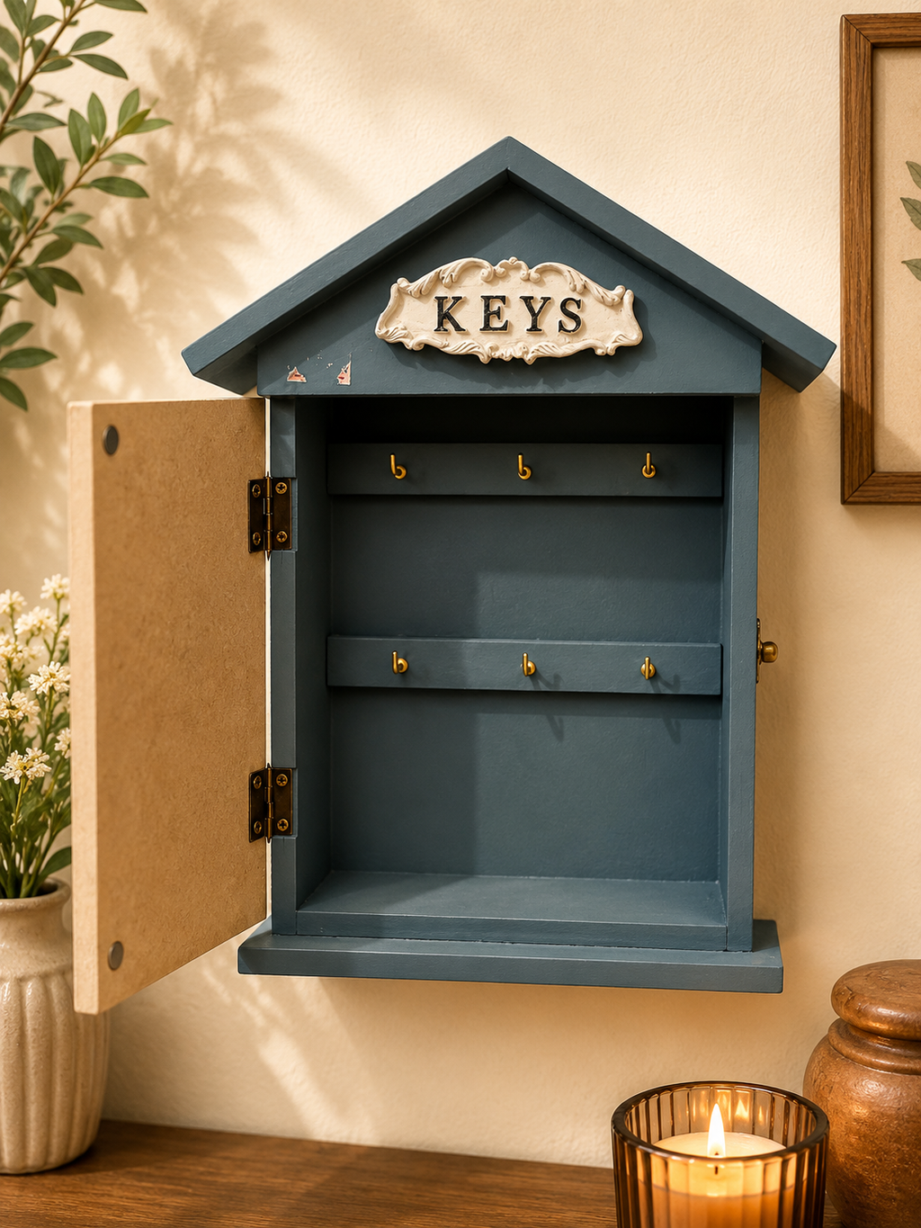 Floral House Key Holder Cabinet