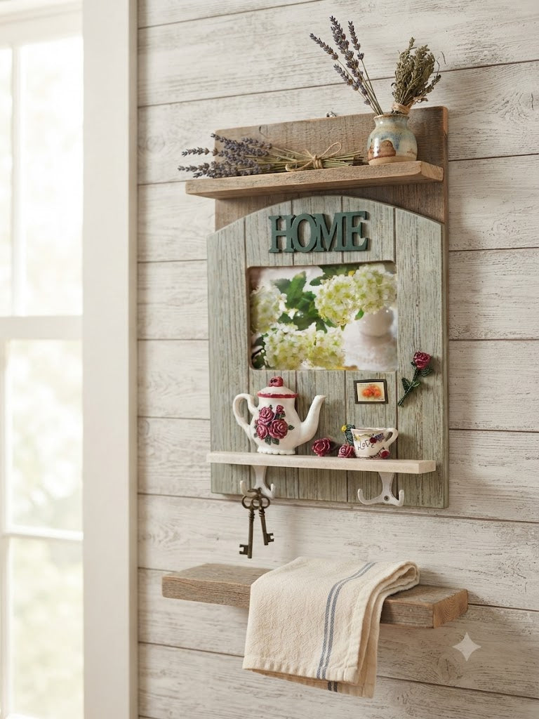 Home Teapot Theme Wooden Key Holder