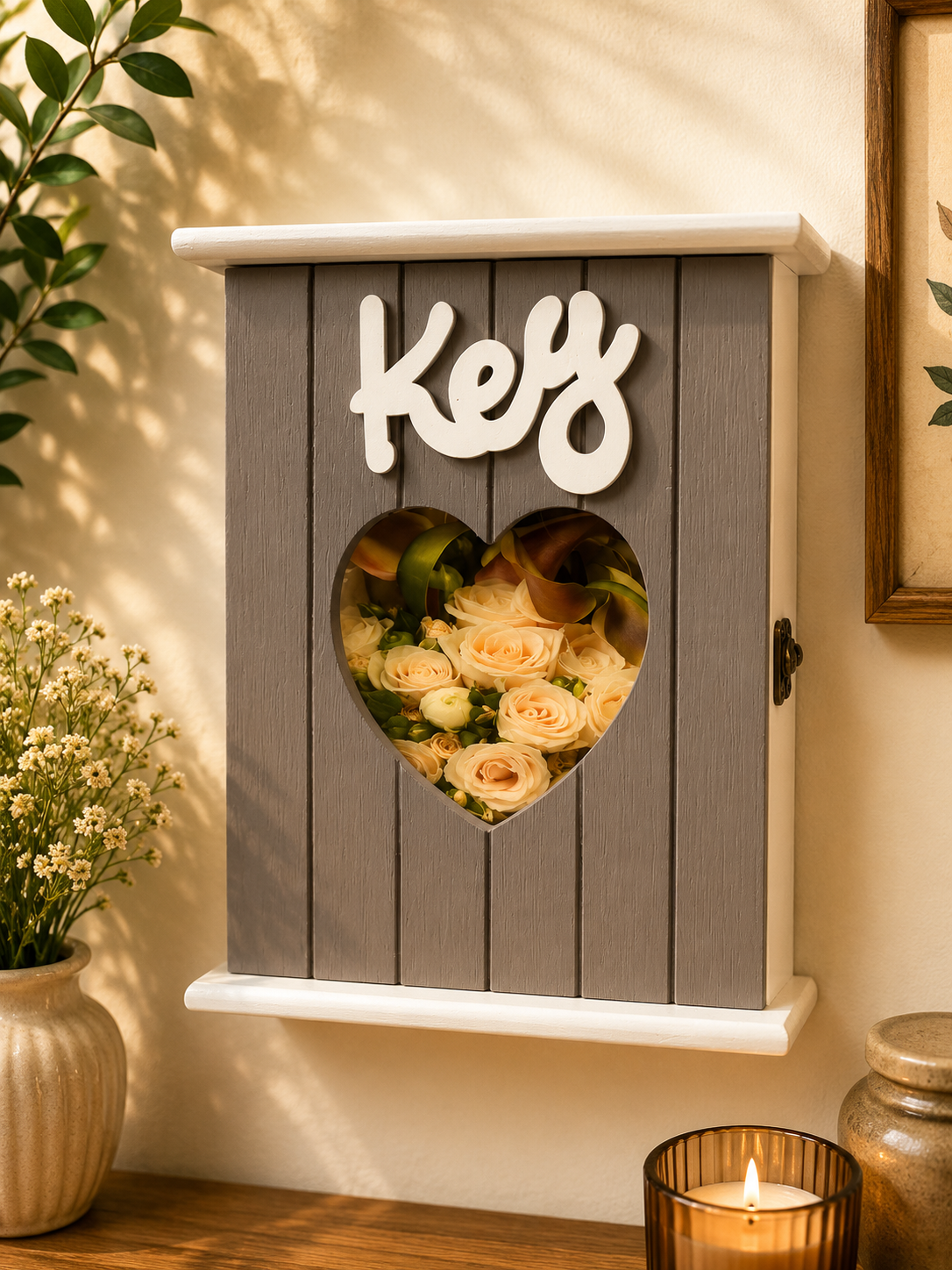 Heart Window Key Holder Cabinet